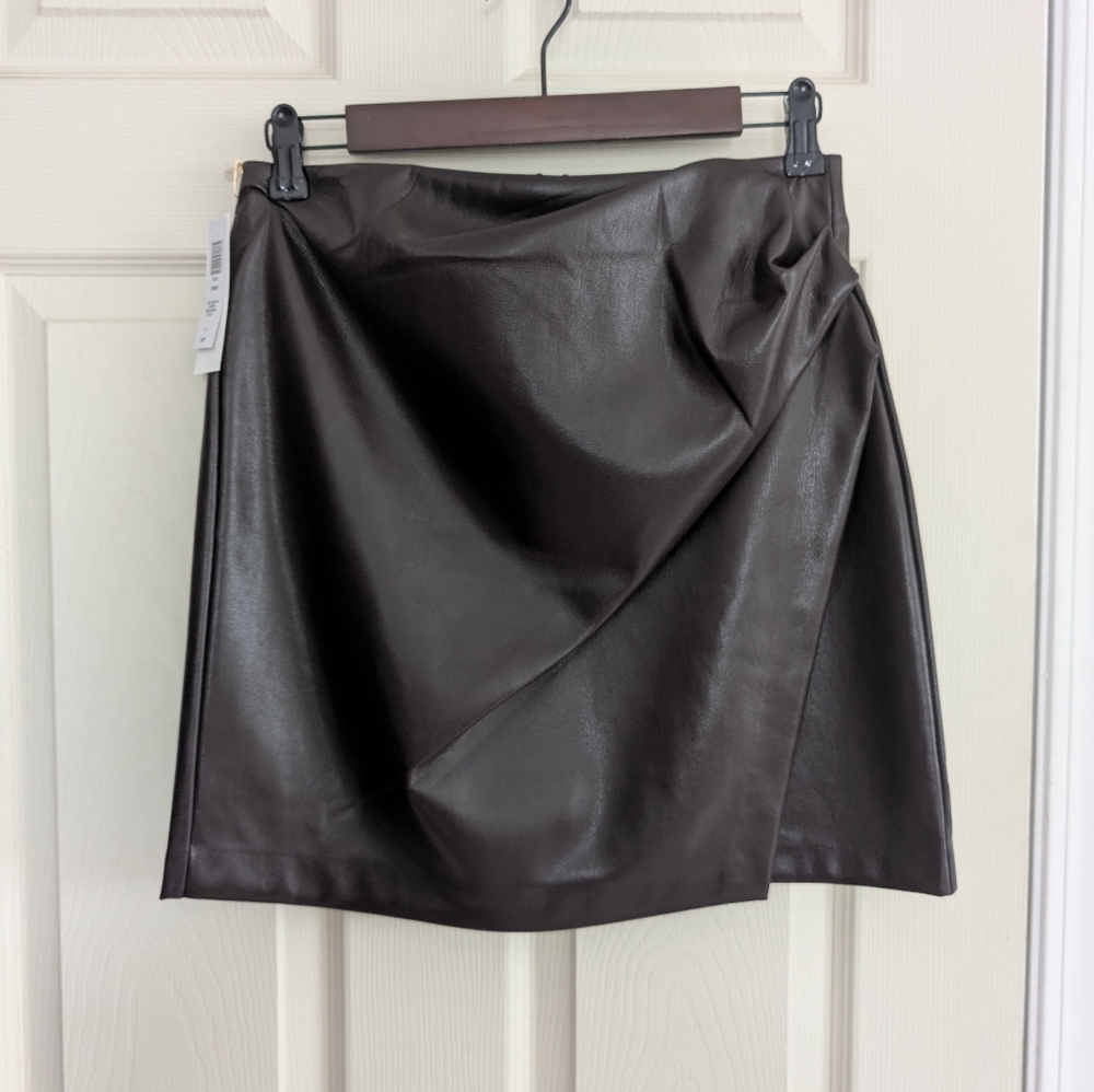 Aritzia Angie  Faux Leather Mini Skirt NWT - Brown